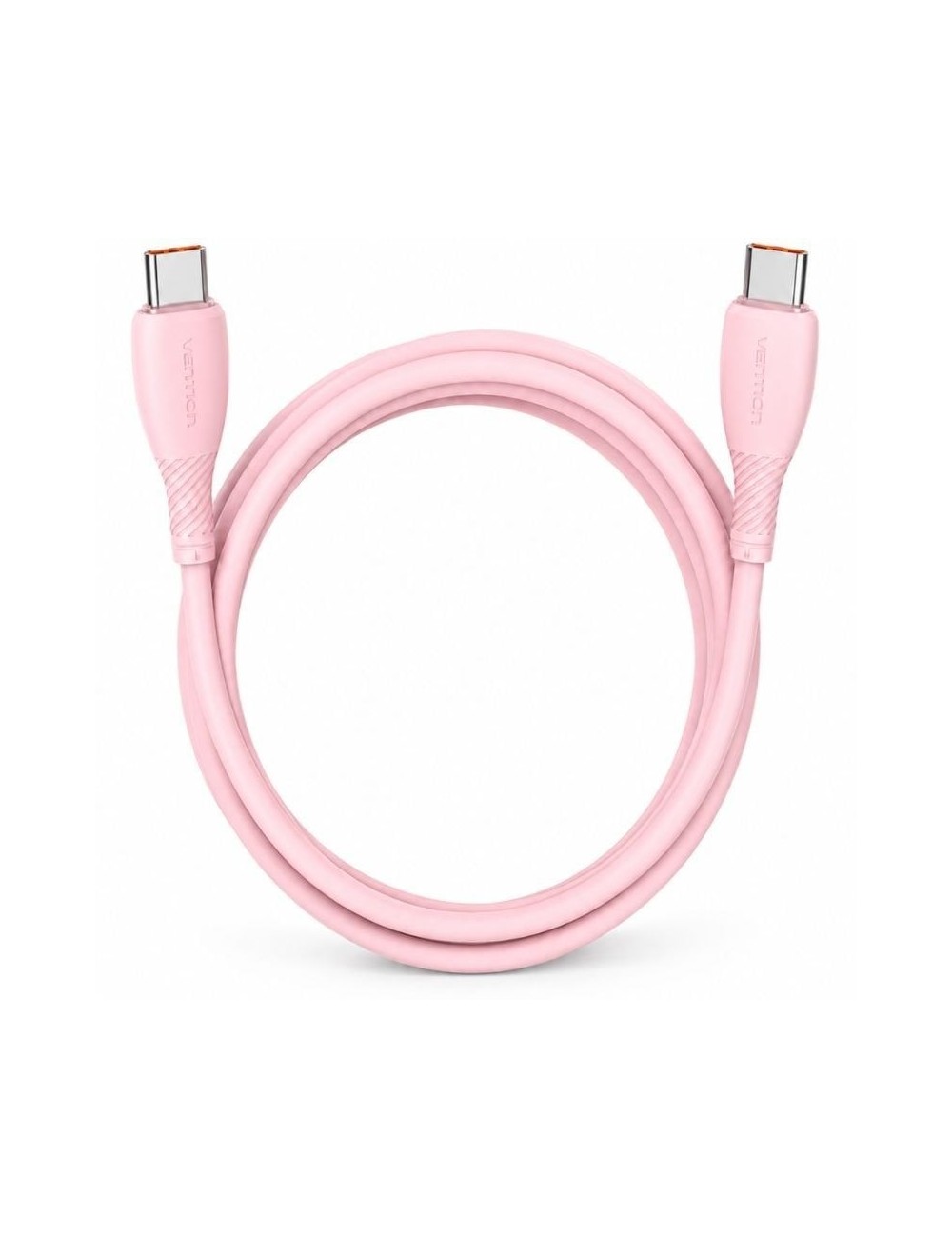 Cable USB 2.0 Tipo-C Vention TRWPF/ USB Tipo-C Macho - USB Tipo-C Macho/ Hasta 100W/ 480Mbps/ 1m/ Rosa