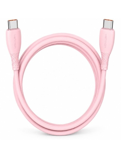 Cable USB 2.0 Tipo-C Vention TRWPF/ USB Tipo-C Macho - USB Tipo-C Macho/ Hasta 100W/ 480Mbps/ 1m/ Rosa
