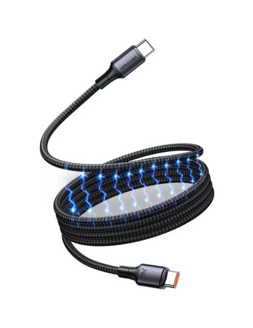 Cable Magnético USB 2.0 Tipo-C 5A Vention TSABF/ USB Tipo-C Macho - USB Tipo-C Macho/ Hasta 240W/ 480Mbps/ 1m/ Negro