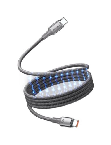 Cable Magnético USB 2.0 Tipo-C 5A Vention TSAJF/ USB Tipo-C Macho - USB Tipo-C Macho/ Hasta 240W/ 480Mbps/ 1m/ Titanio