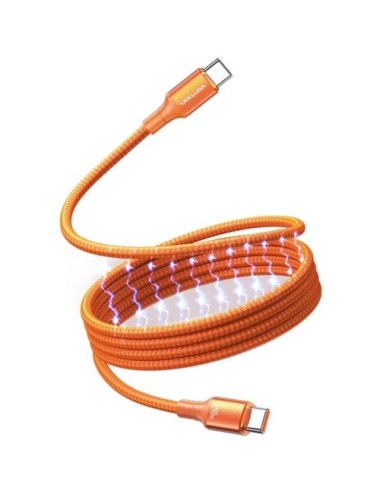 Cable Magnético USB 2.0 Tipo-C 5A Vention TSAOF/ USB Tipo-C Macho - USB Tipo-C Macho/ Hasta 240W/ 480Mbps/ 1m/ Naranja