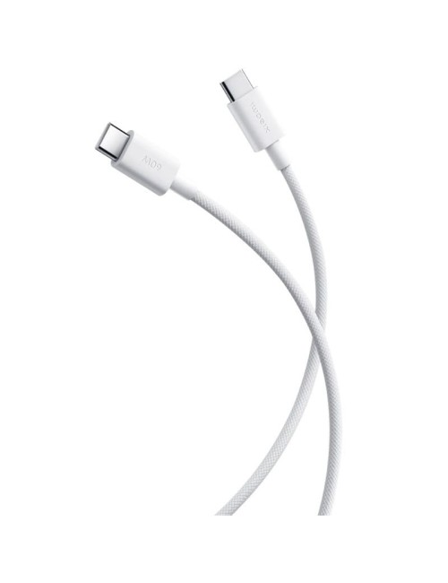 Cable USB 2.0 Tipo-C 3A Xiaomi Braided/ USB Tipo-C Macho - USB Tipo-C Macho/ Hasta 60W/ 480Mbps/ 1m/ Blanco