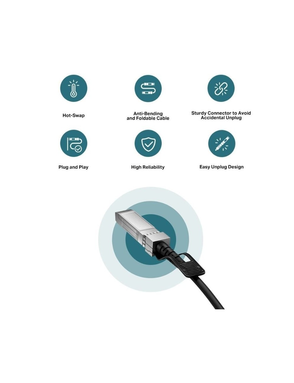 Cable de conexión directa SFP+ TP-Link TL-SM5220-1M/ 10G/ 1m/ Negro
