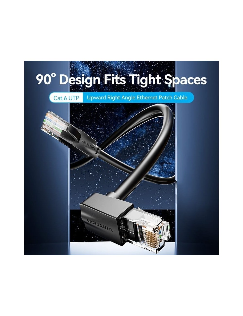 Cable de Red RJ45 UTP Vention IBVBJ Cat.6/ 5m/ Acodado 90º/ Negro
