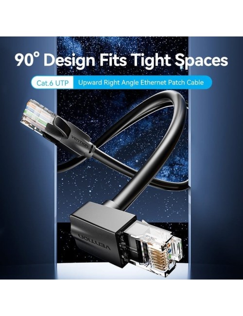 Cable de Red RJ45 UTP Vention IBVBJ Cat.6/ 5m/ Acodado 90º/ Negro