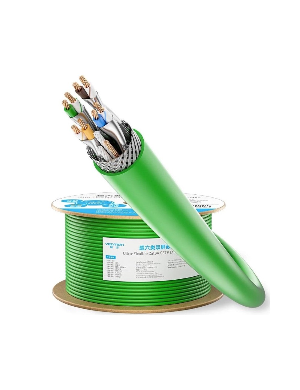 Bobina de Cable RJ45 SFTP Vention IHTG305 Cat.6A/ 305m/ Verde