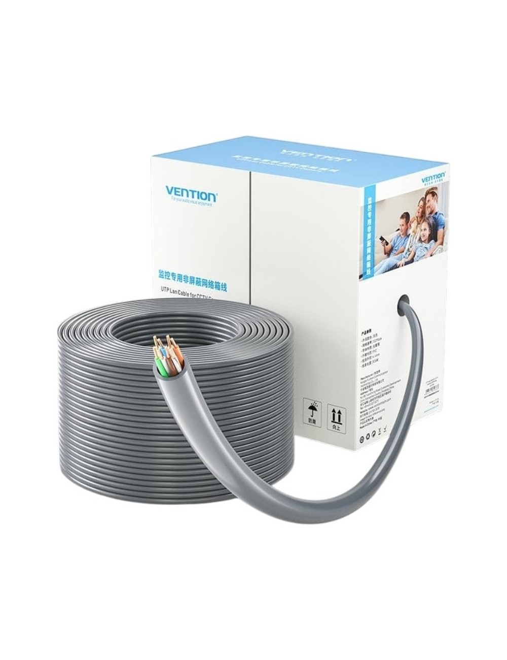 Bobina de Cable RJ45 UTP Vention IJCH305 Outdoor Patch Cat.5e/ 305m/ Gris