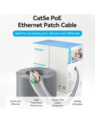 Bobina de Cable RJ45 UTP Vention IJCH305 Outdoor Patch Cat.5e/ 305m/ Gris