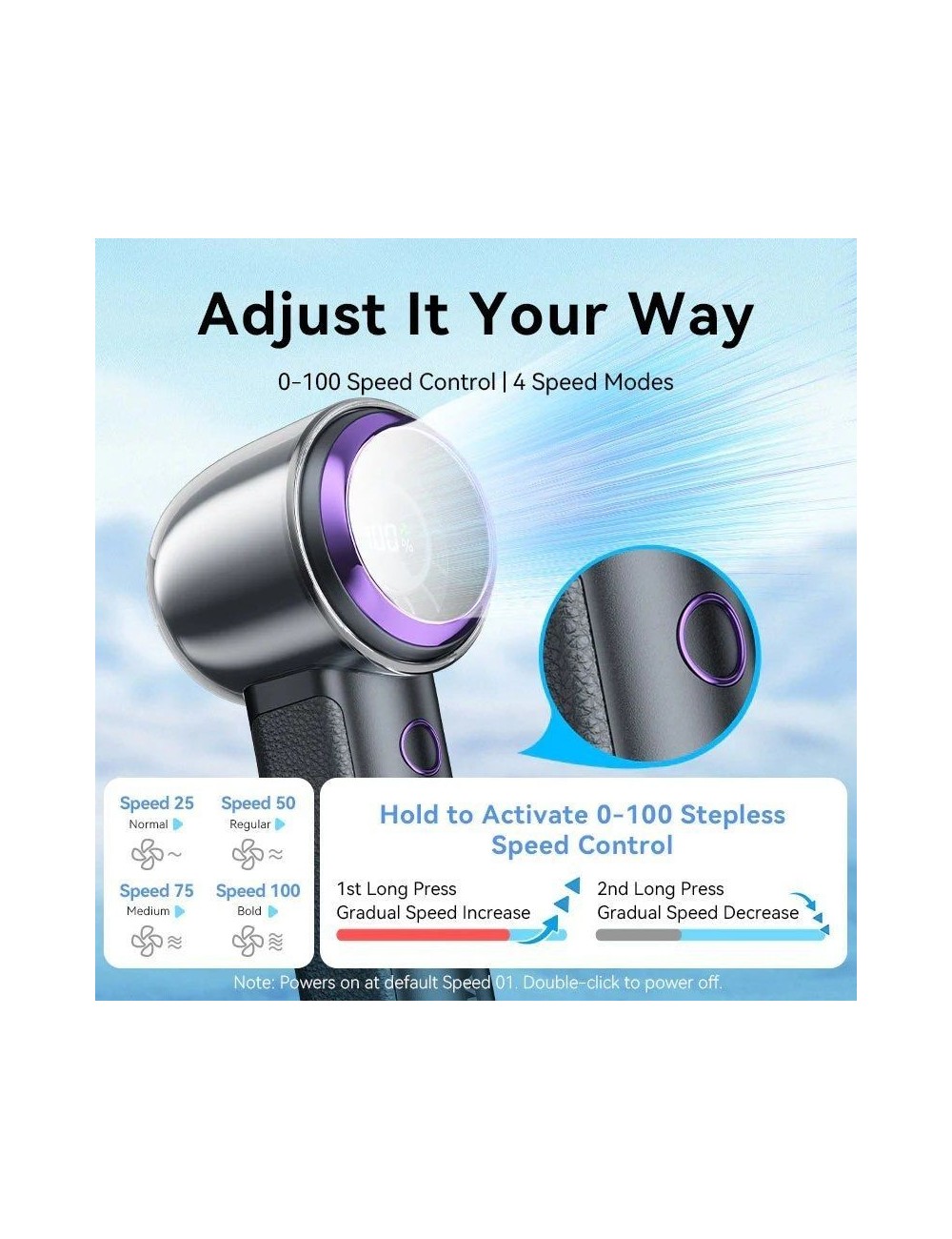 Ventilador de Mano Vention PBAN0/ 4 velocidades