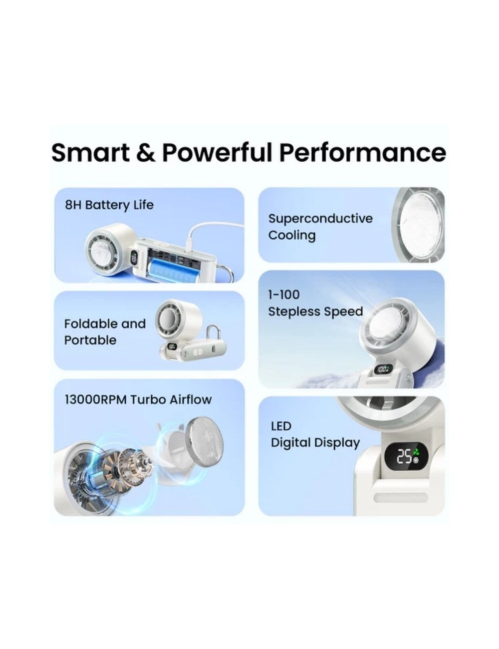 Ventilador de Mano Vention PBCW0/ 100 velocidades