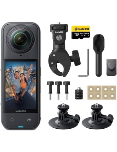 Cámara Digital Deportiva Insta360 X5 Motorcycle Bundle/ 8K/ Ángulo de visión 360º/ Negra