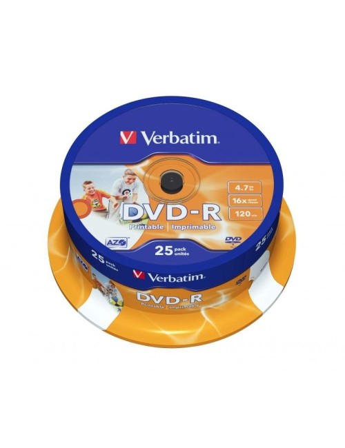 DVD-R Verbatim Imprimible 16X/ Tarrina-25uds