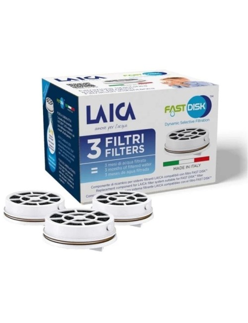 Filtro de Carbón FAST DISK Laica FD03A/ Pack de 3 Unidades/ Compatibilidad Flown go