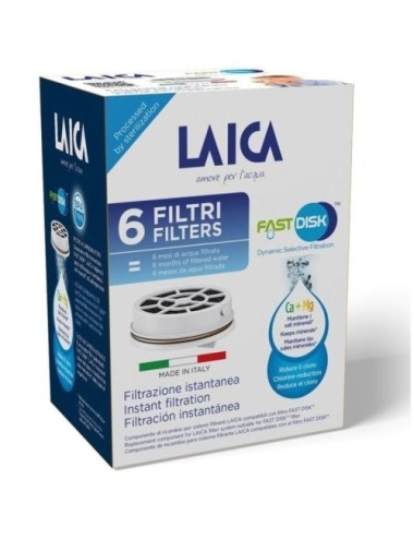 Filtro de Carbón FAST DISK Laica FD06A/ Pack de 6 Unidades/ Compatibilidad Flown go