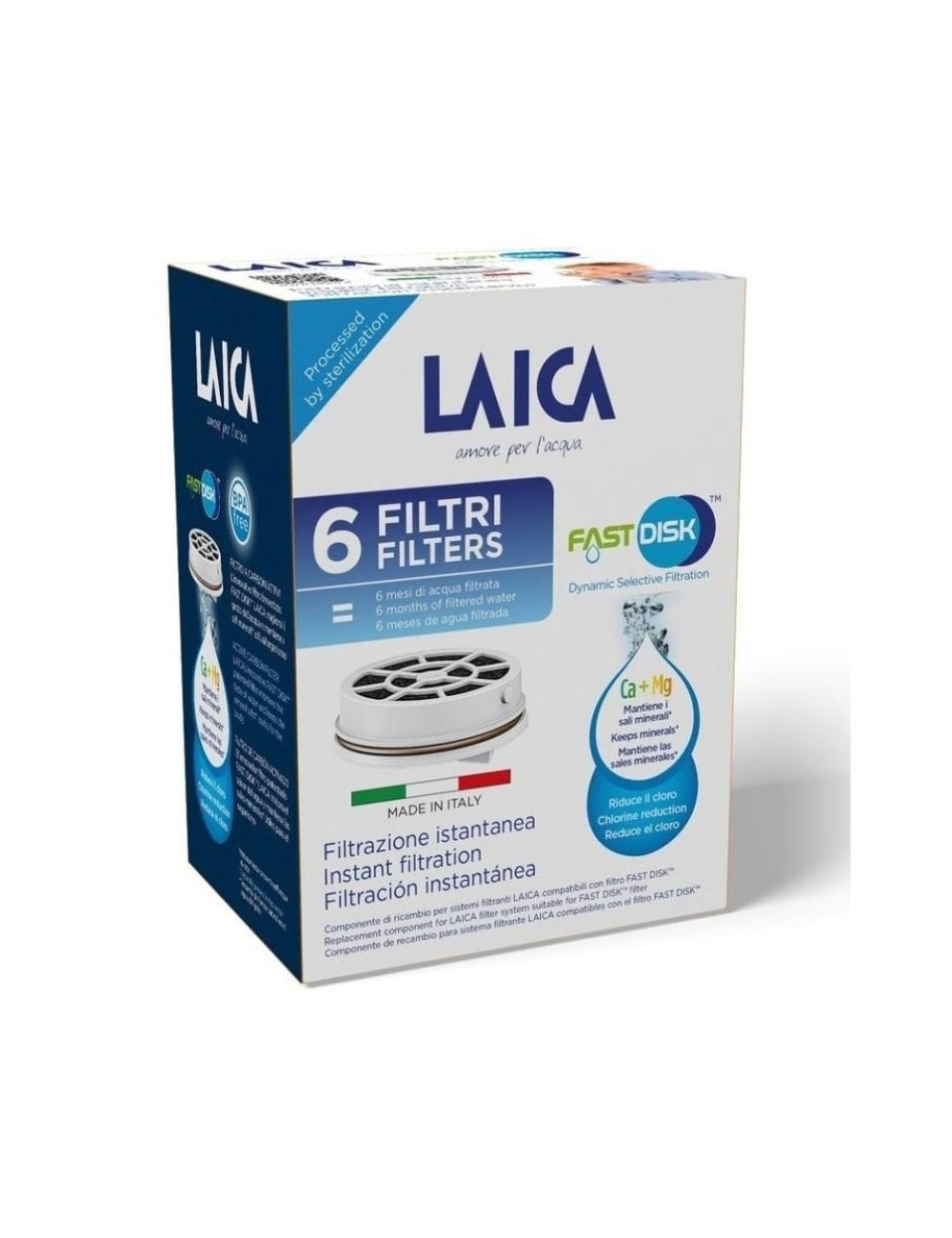 Filtro de Carbón FAST DISK Laica FD06A/ Pack de 6 Unidades/ Compatibilidad Flown go