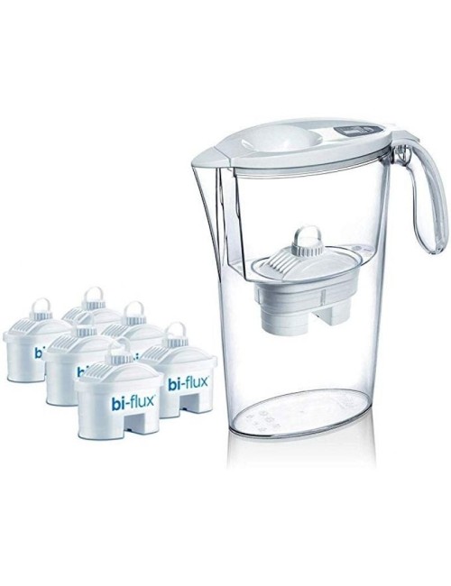 Pack Jarra Filtrante Laica Stream/ 2.3L/ Blanca/ Jarra + 6 Filtros BI-FLUX