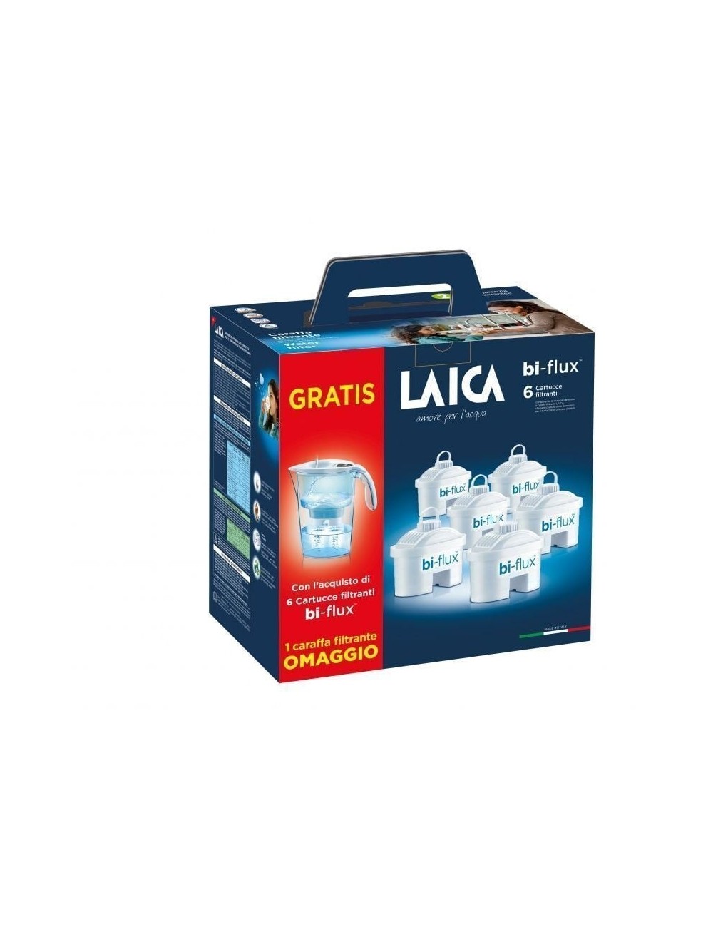 Pack Jarra Filtrante Laica Stream/ 2.3L/ Blanca/ Jarra + 6 Filtros BI-FLUX