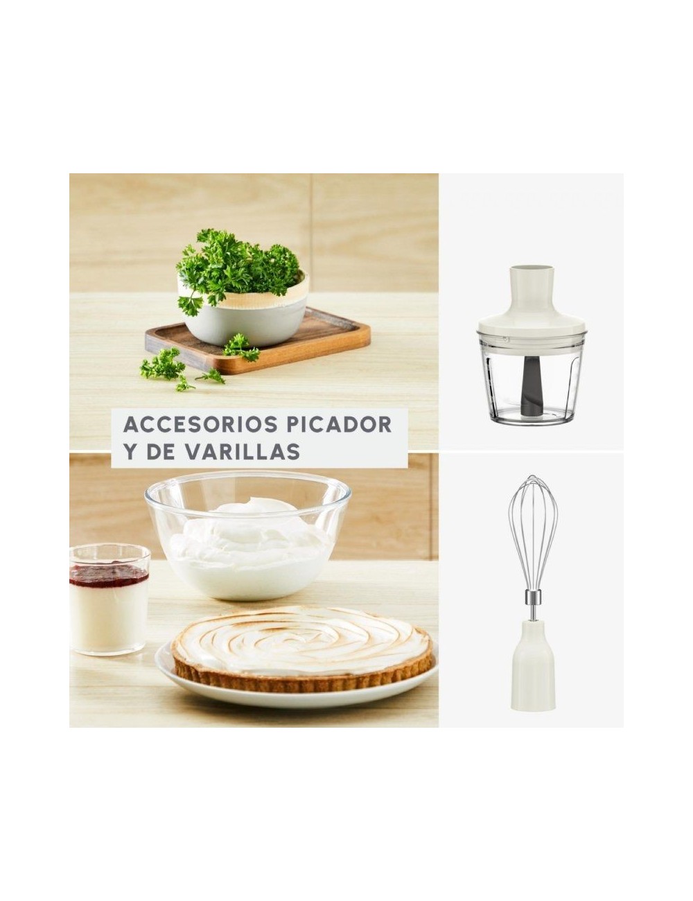 Batidora de mano Moulinex Quickchef/ 1000W/ 10 Velocidades/ Capacidad 800ml/ Incluye Varillas, Picadora y Vaso Medidor