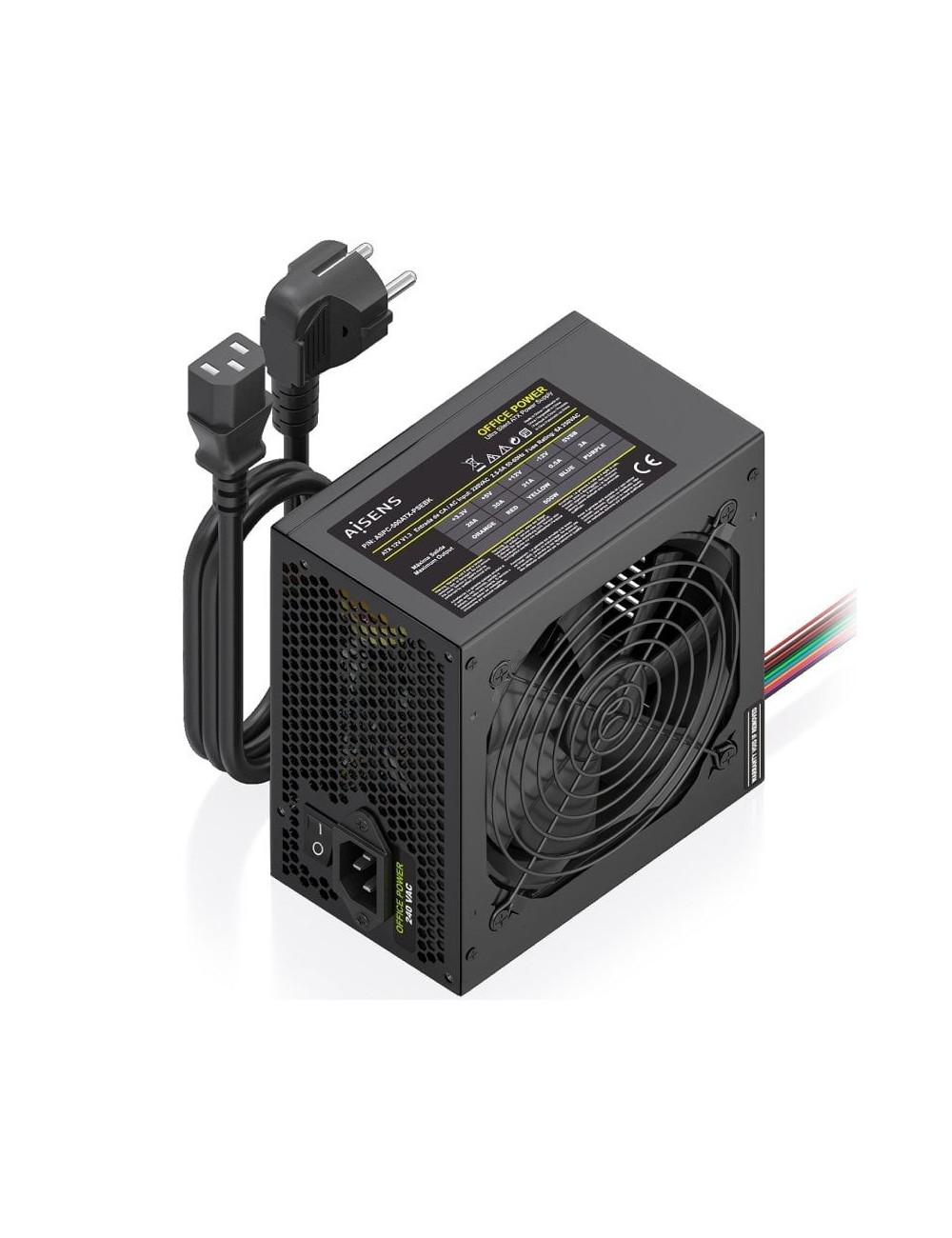 Fuente de Alimentación Aisens ASPC-500ATX-PSEBK/ 500W/ Ventilador 12cm