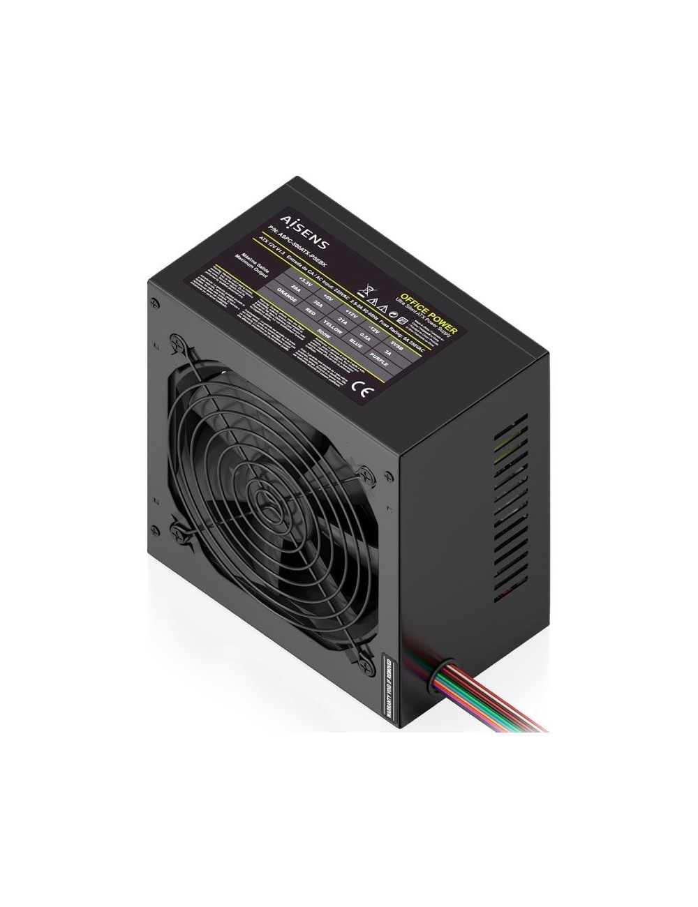 Fuente de Alimentación Aisens ASPC-500ATX-PSEBK/ 500W/ Ventilador 12cm