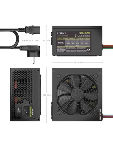Fuente de Alimentación Aisens ASPC-500ATX-PSEBK/ 500W/ Ventilador 12cm