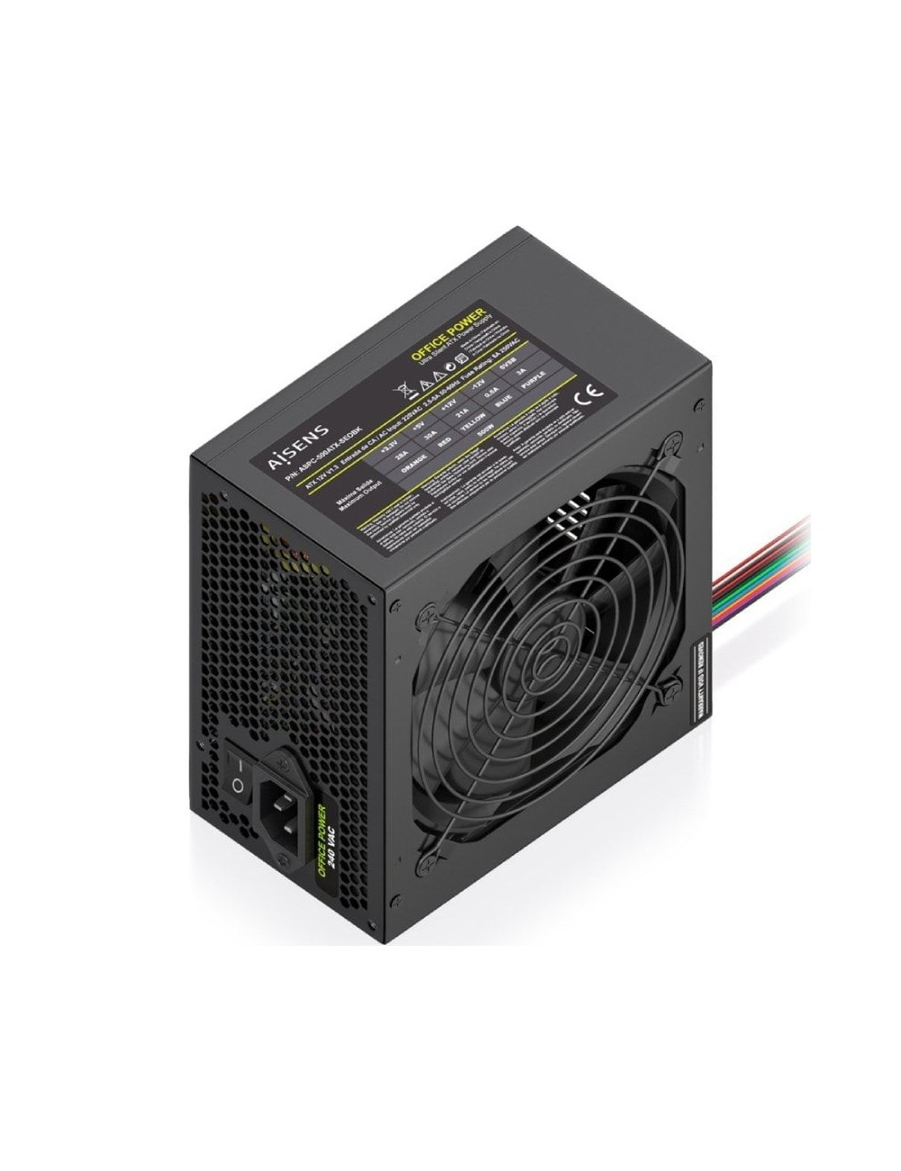 Fuente de Alimentación Aisens ASPC-500ATX-SEOBK/ 500W/ Ventilador 12cm
