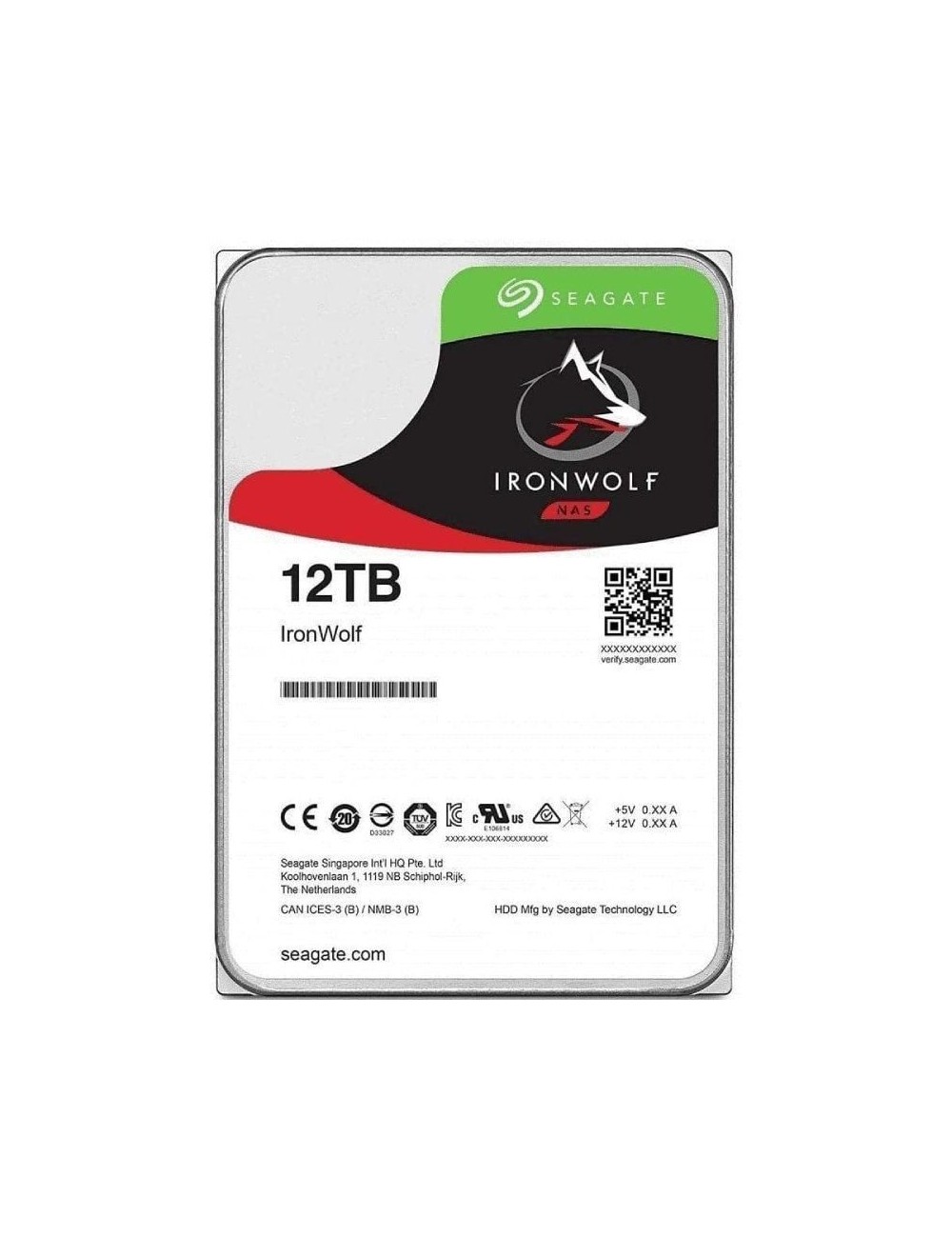 Disco Duro Seagate IronWolf NAS ST12000VN0008 12TB/ 3.5'/ SATA III/ 256MB