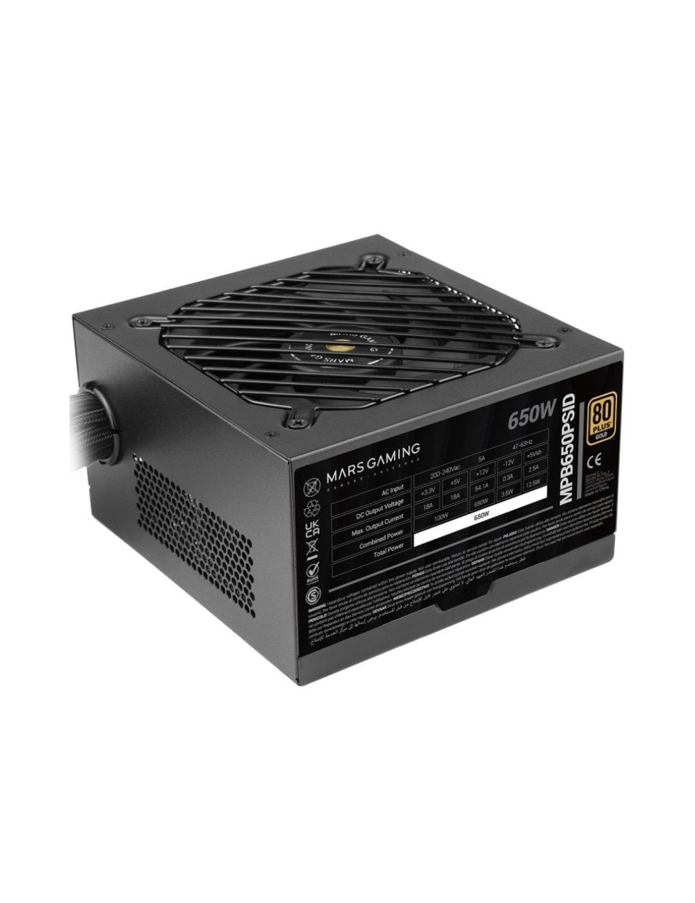 Fuente de Alimentación Mars Gaming MPB650PSID/ 650W/ Ventilador 12cm/ 80 Plus Gold