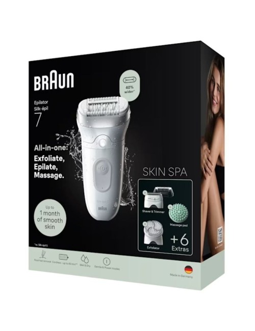 Depiladora Braun Silk Epil SkinSpa7 7-081/ con Batería/ 6 Accesorios