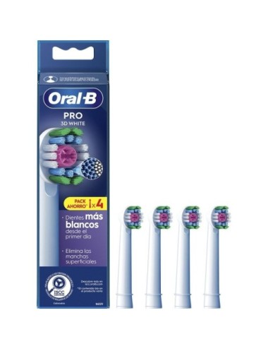 Cabezal de Recambio Braun para cepillo Braun Oral-B 3D White/ Pack 4 uds