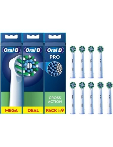 Cabezal de Recambio para cepillo Oral-B Pro Cross Action/ Pack 9 uds