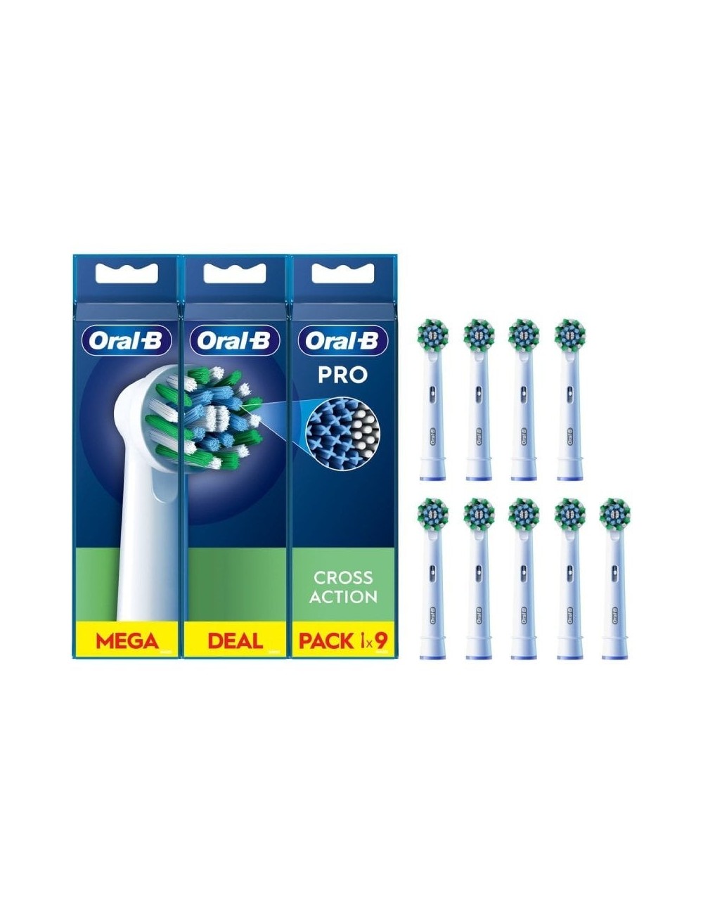 Cabezal de Recambio para cepillo Oral-B Pro Cross Action/ Pack 9 uds