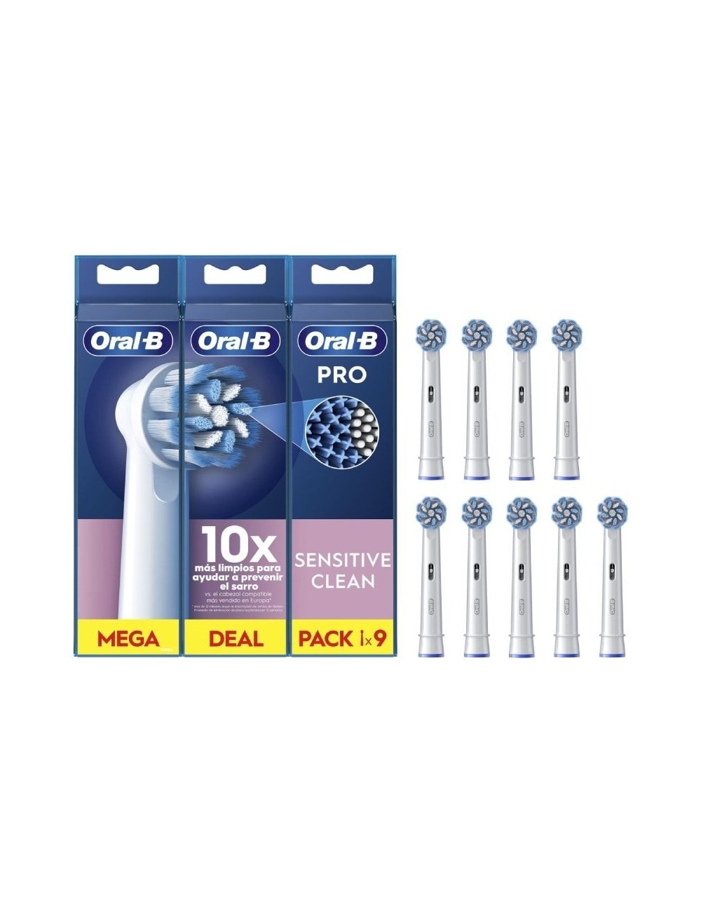 Cabezal de Recambio Braun para cepillo Braun Oral-B Sensitive Clean/ Pack 9 uds