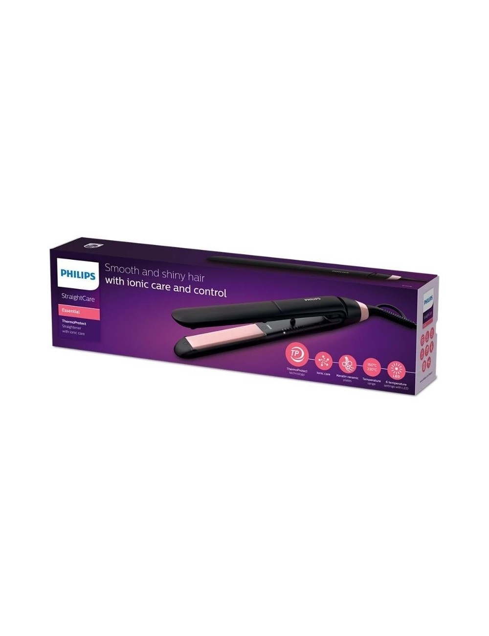 Plancha para el Pelo StraightCare Essential BHS378 ThermoProtect/ Negra