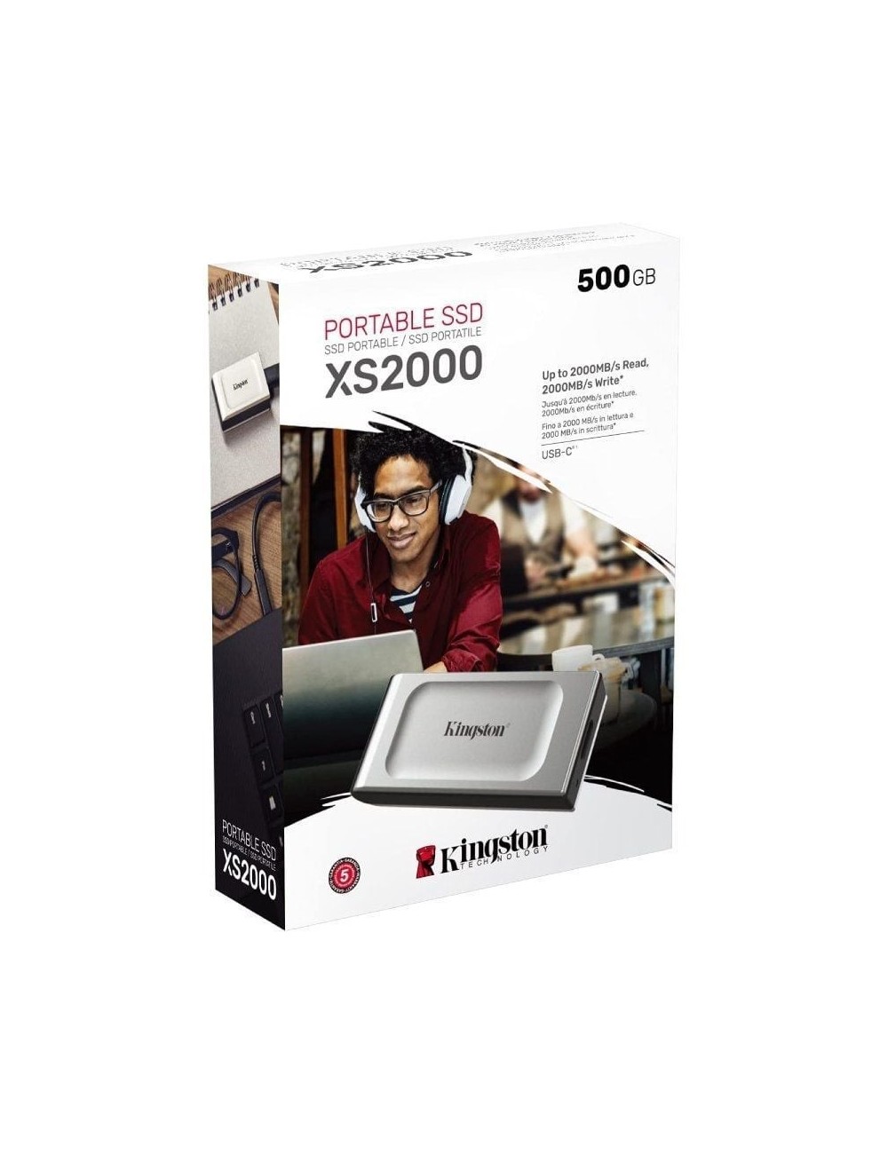 Disco Externo SSD Kingston SXS2000 500GB/ USB 3.2/ Plata