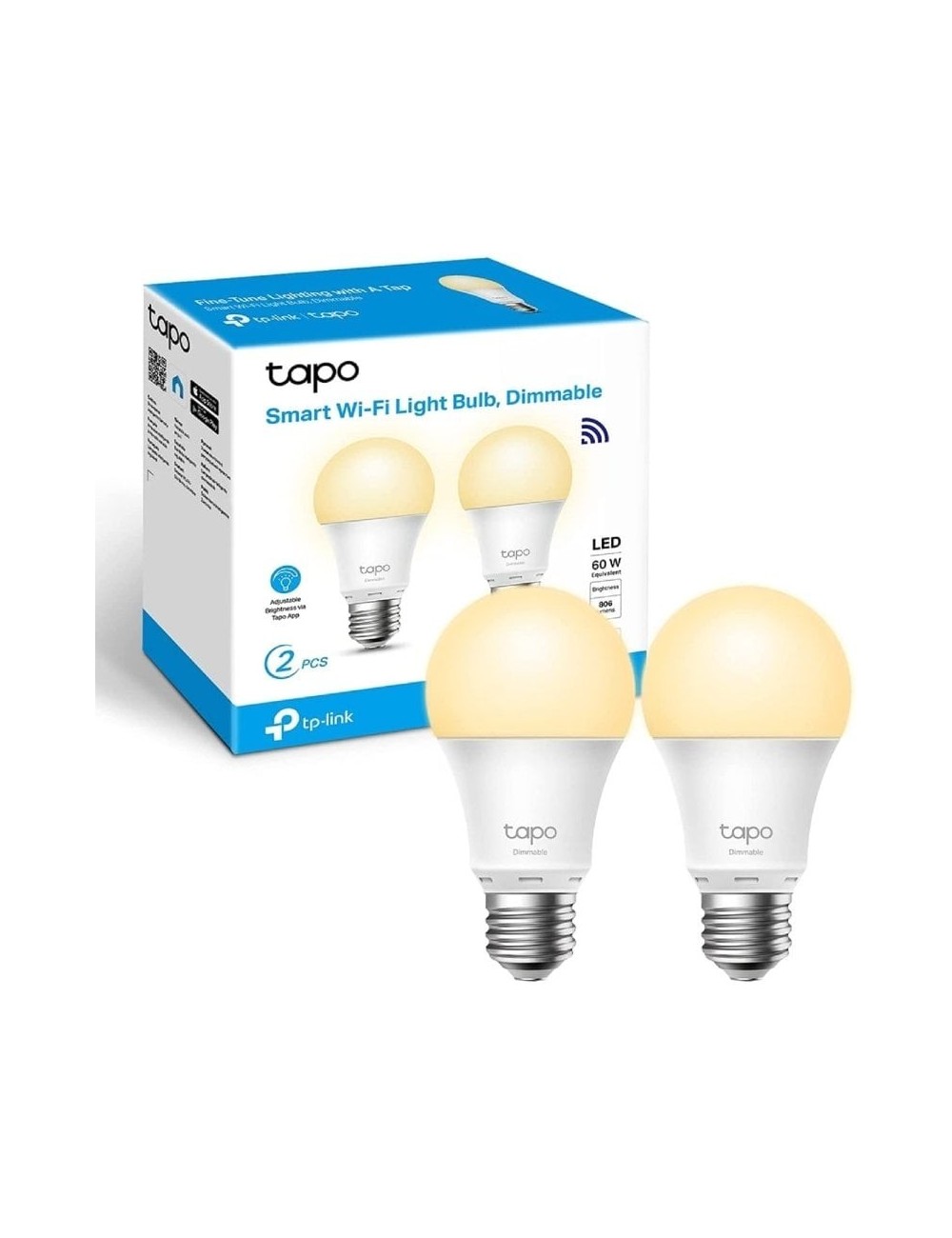 Bombilla Inteligente TP-Link Tapo L510E/ Casquillo E27/ 8.7W/ 806 Lúmenes/ 2700K/ Pack 2
