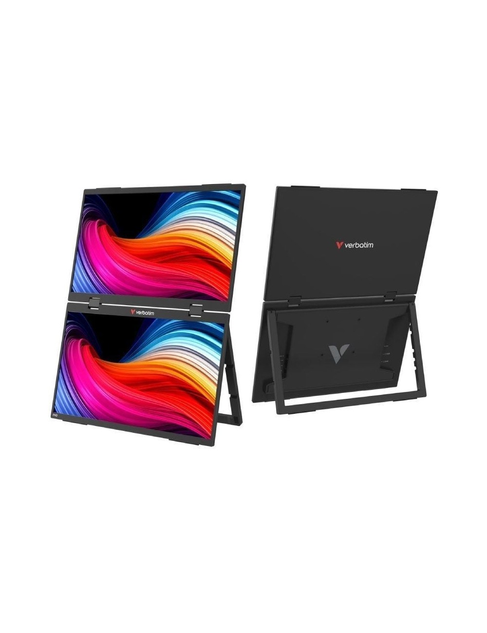 Monitor Portátil Táctil Verbatim Duo Essentials 15.6' + 15.6'/ Full HD/ Multimedia/ Negro