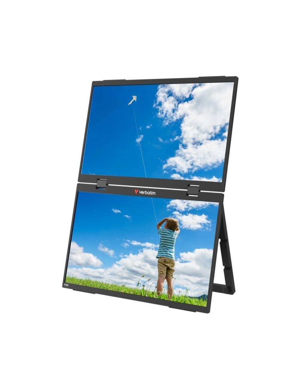 Monitor Portátil Táctil Verbatim Duo Essentials 15.6' + 15.6'/ Full HD/ Multimedia/ Negro
