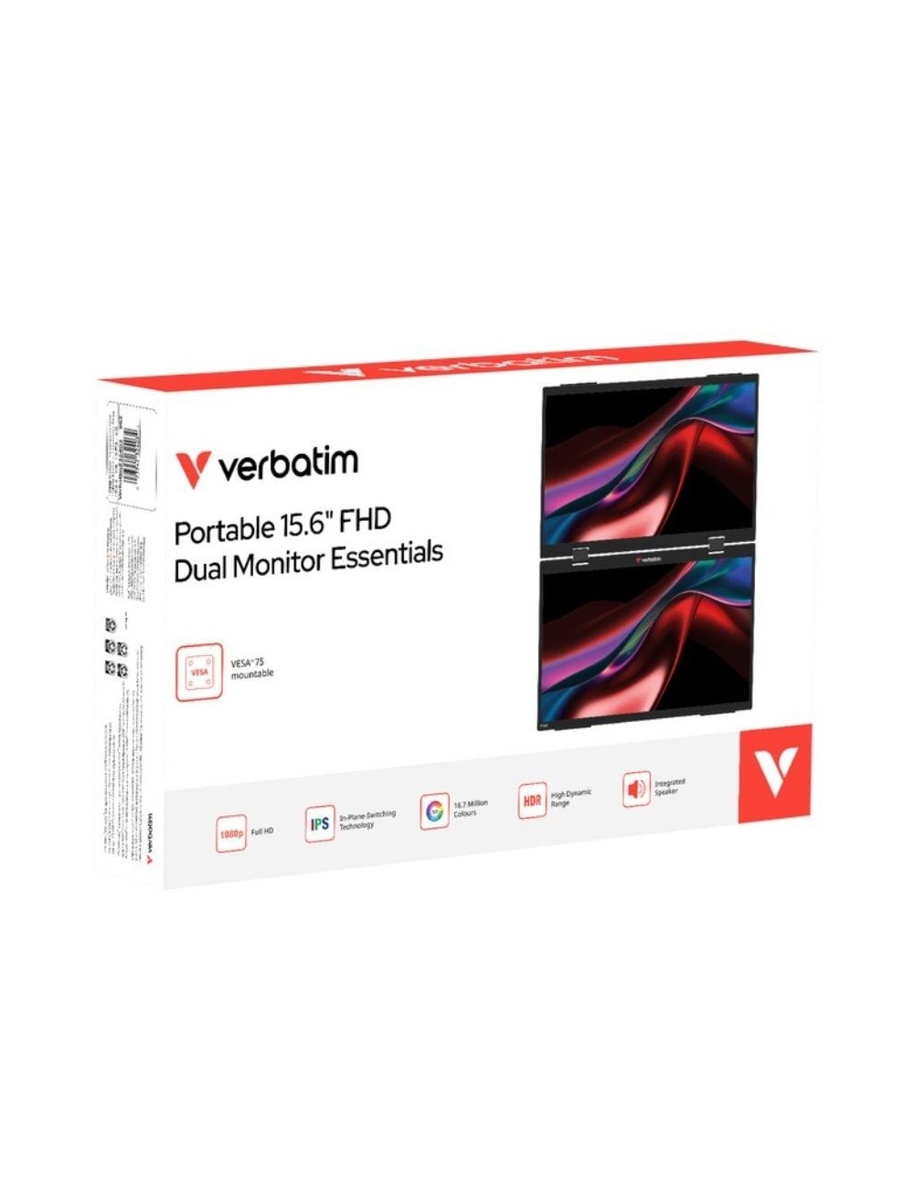 Monitor Portátil Táctil Verbatim Duo Essentials 15.6' + 15.6'/ Full HD/ Multimedia/ Negro