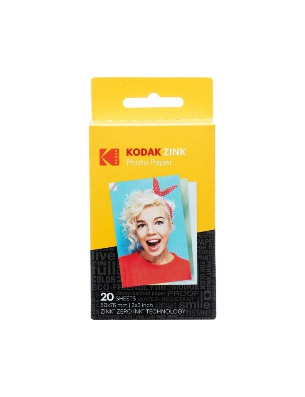 Papel Fotográfico para Cámara Printomatic y STEP Touch Kodak Zink/ 2'x3'/ 20g/ 20 Hojas