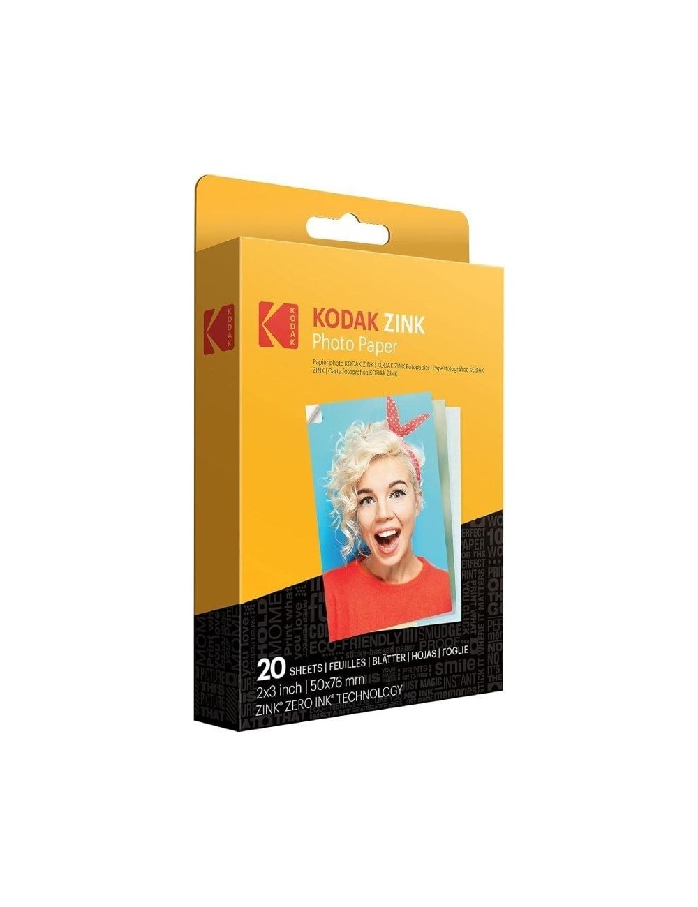 Papel Fotográfico para Cámara Printomatic y STEP Touch Kodak Zink/ 2'x3'/ 20g/ 20 Hojas