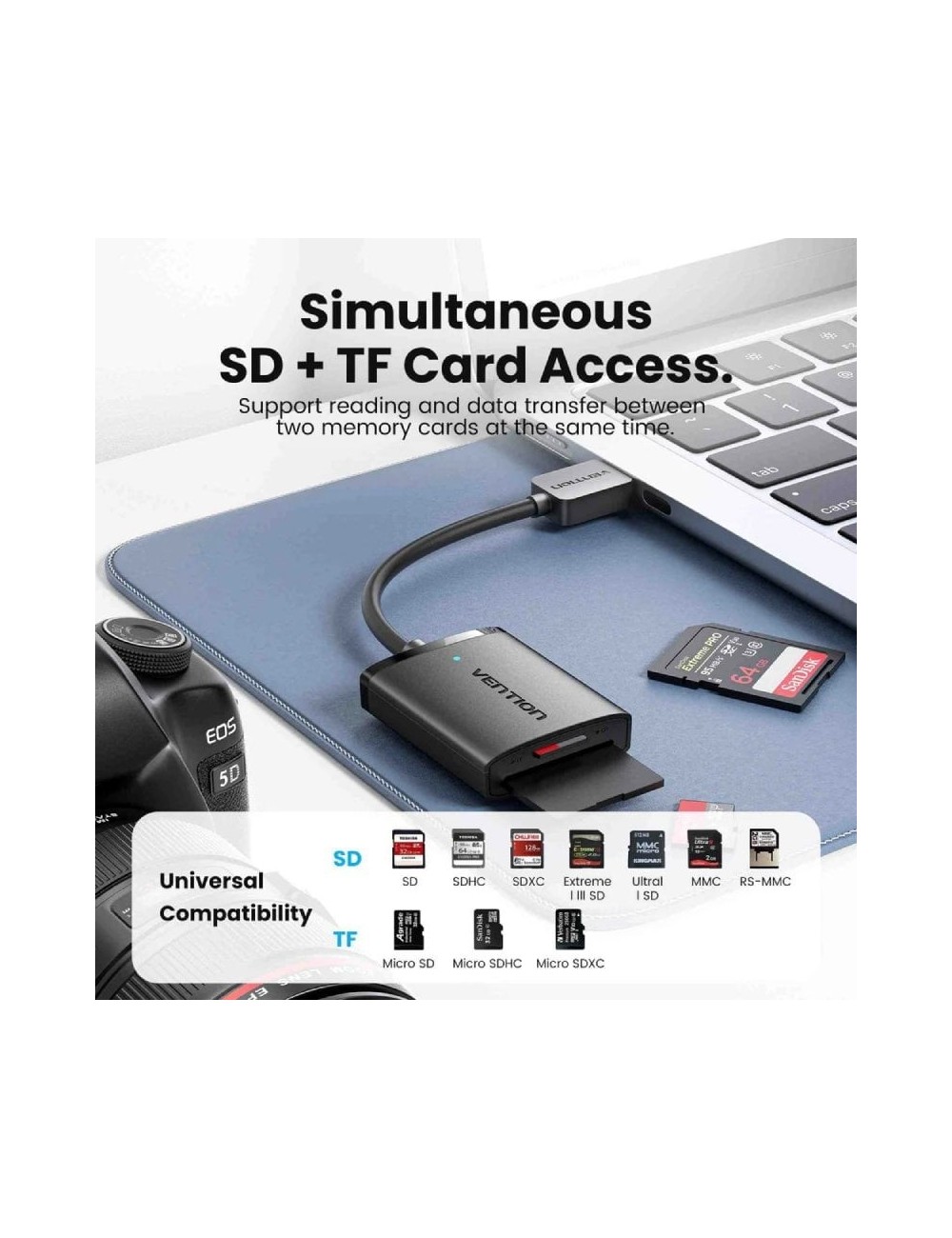 Lector de Tarjetas Externo Vention CLPBB/ USB 3.0