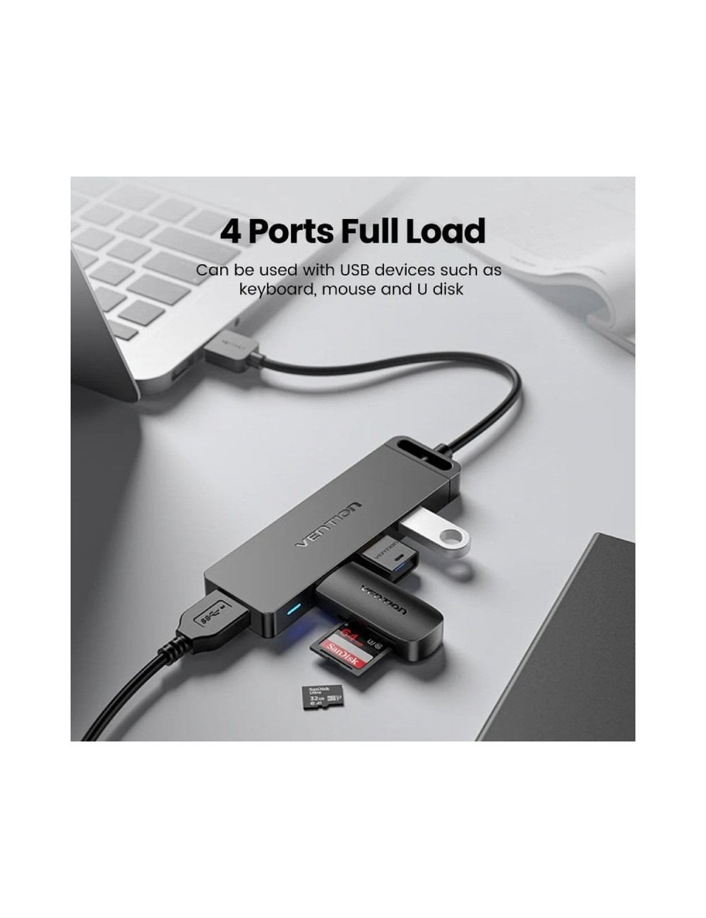 Hub USB 3.0 Vention CHLBF-SCB2/ 4xUSB/ 1xUSB Tipo-C PD