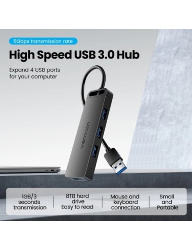 Hub USB 3.0 Vention CHLBF-SCB2/ 4xUSB/ 1xUSB Tipo-C PD