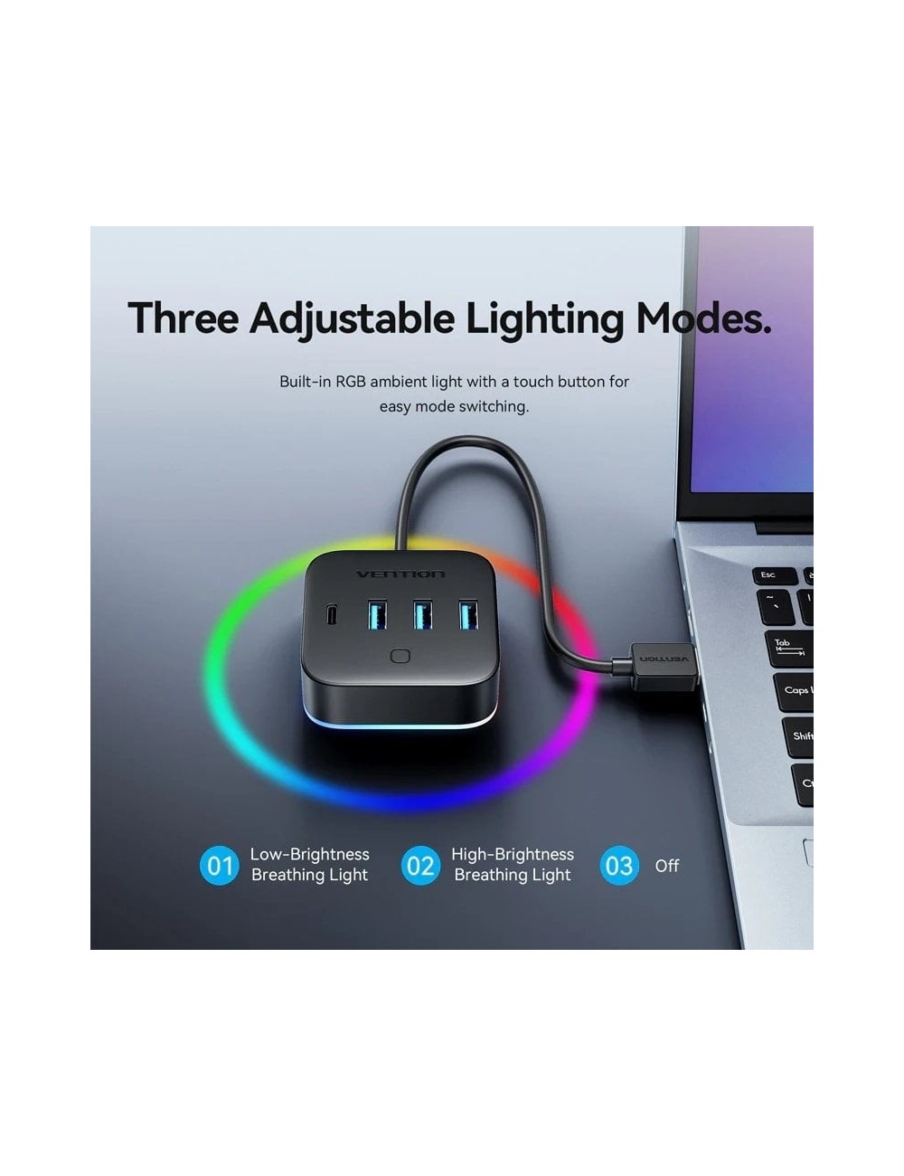 Hub USB 3.0 Vention CHZBC/ 3xUSB/ 1xUSB Tipo-C/ 1xUSB Tipo-C PD