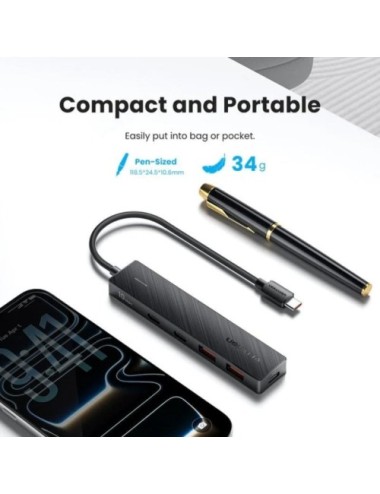 Hub USB Tipo-C 3.2 Vention CKDBB/ 2xUSB/ 2xUSB Tipo-C/ 1xUSB Tipo-C PD