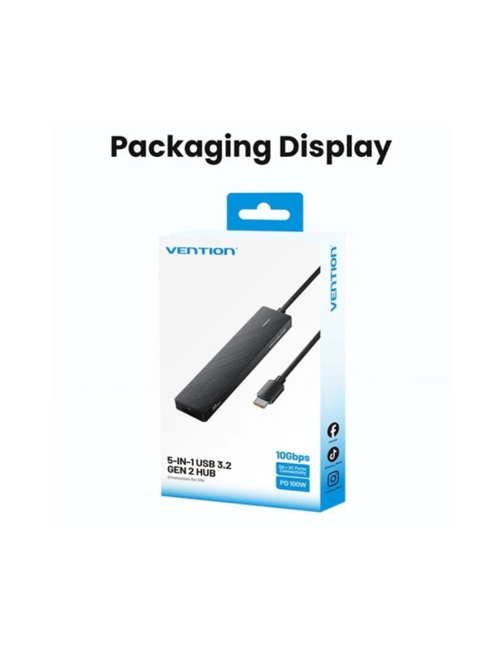 Hub USB Tipo-C 3.2 Vention CKDBB/ 2xUSB/ 2xUSB Tipo-C/ 1xUSB Tipo-C PD