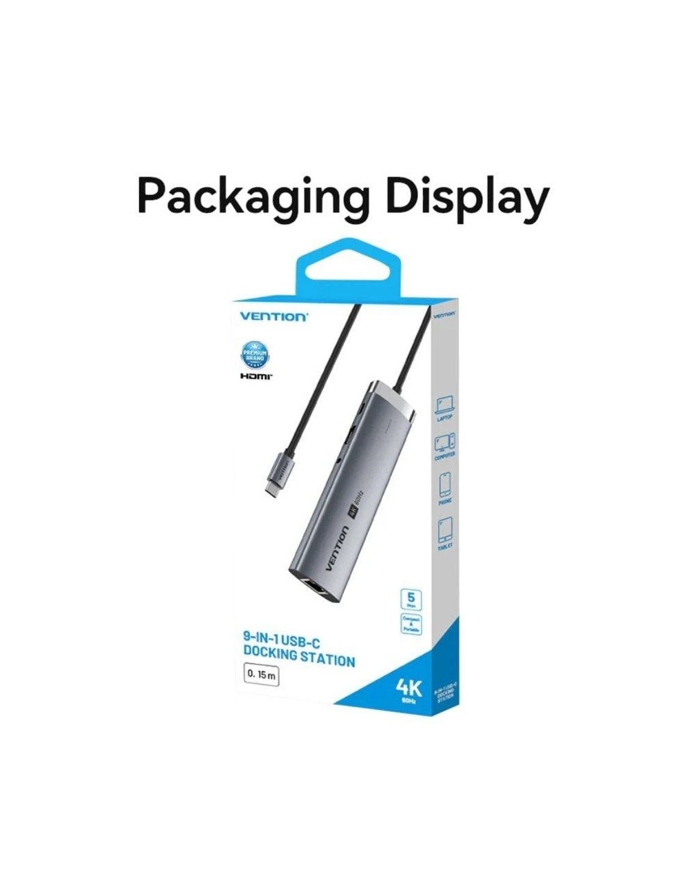 Hub USB Tipo-C 3.2 Vention TGVHB/ 2xUSB/ 1xUSB Tipo-C PD/ 1xUSB Tipo-C/ 1xRJ45/ 1xLector de Tarjetas/ 1xJack 3.5mm/ 1xHDMI/ Gris