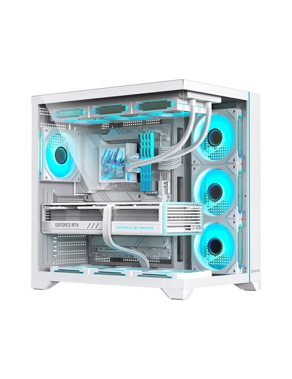 Caja Gaming Semitorre Hiditec H3 Pro// Blanca