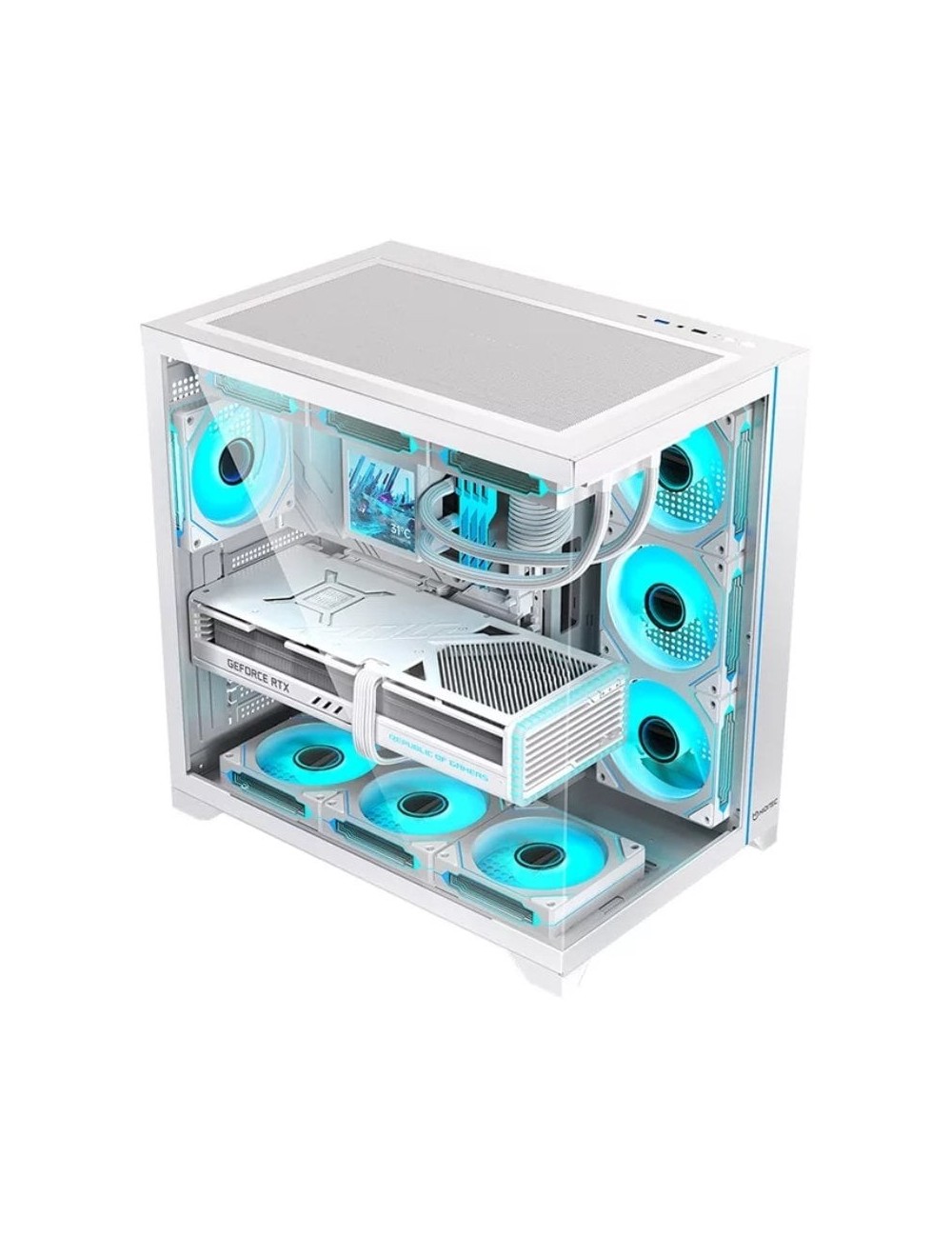 Caja Gaming Semitorre Hiditec H3 Pro// Blanca